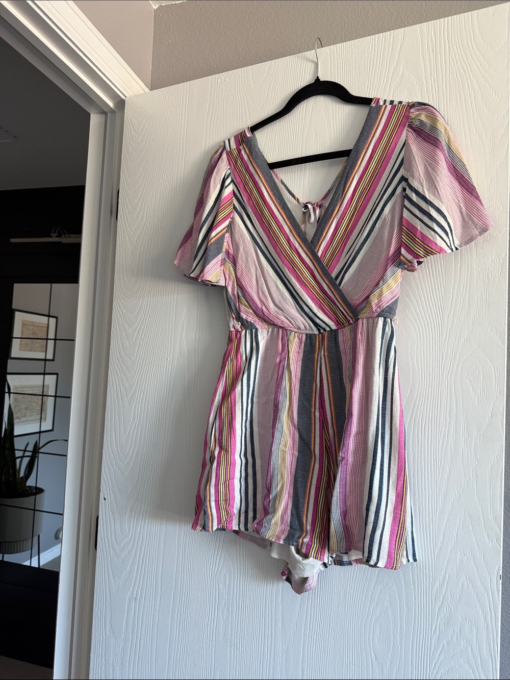Trixxi Pink Multi-Striped Short Sleeve Romper